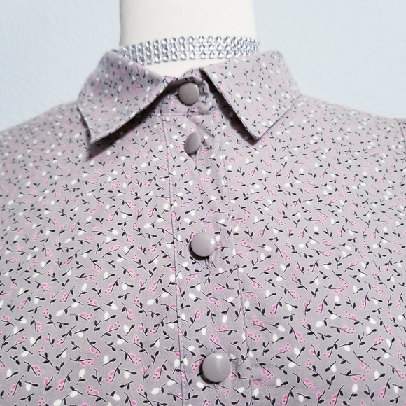 Cottagecore Floral Gray Button-Up Dress Size 34 XS - Picture 2 of 11